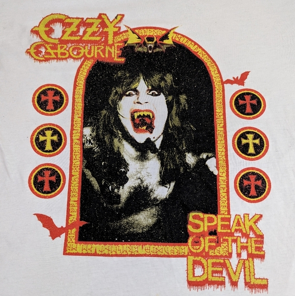 Ozzy Osbourne Other - Ozzy Osbourne Speak Of The Devil White Tee with Ozzy Eating A Bat Large